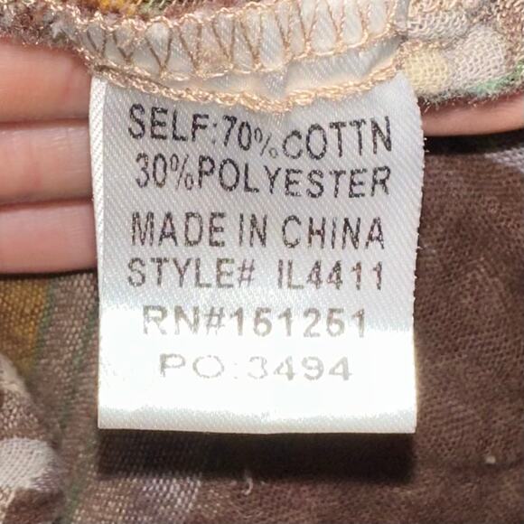 In Loom Brown Plaid Check Frayed Ruffle Relaxed Button Front Top Size Small - Picture 7 of 13